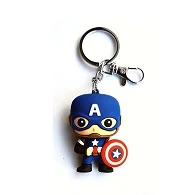 Marvel Avenger 3D Cute Captainamerica Silicone and Aqua Man Trident Combo Hook Keychain | Thor Hammer Keychain