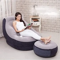 Blow Up Sofa Inflatable Deck Chair with Ottoman Home Air Pump Air Lazy Sofa Set Inflatable Lounge Chair for Adults Blow Up Sofa Indoor or Outdoor (Without pump )