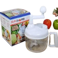 Handy Vegetable Chopper - White Full Function Vegetable Cutter with Crank Handle